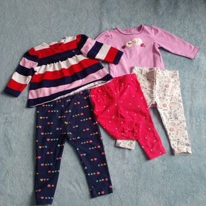 6-12M girl mix match bundle Tommy Hilfiger long sleeve top with 3 pants...